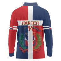 Custom Dominican Republic Football Long Sleeve Polo Shirt Go Champions Flag Style