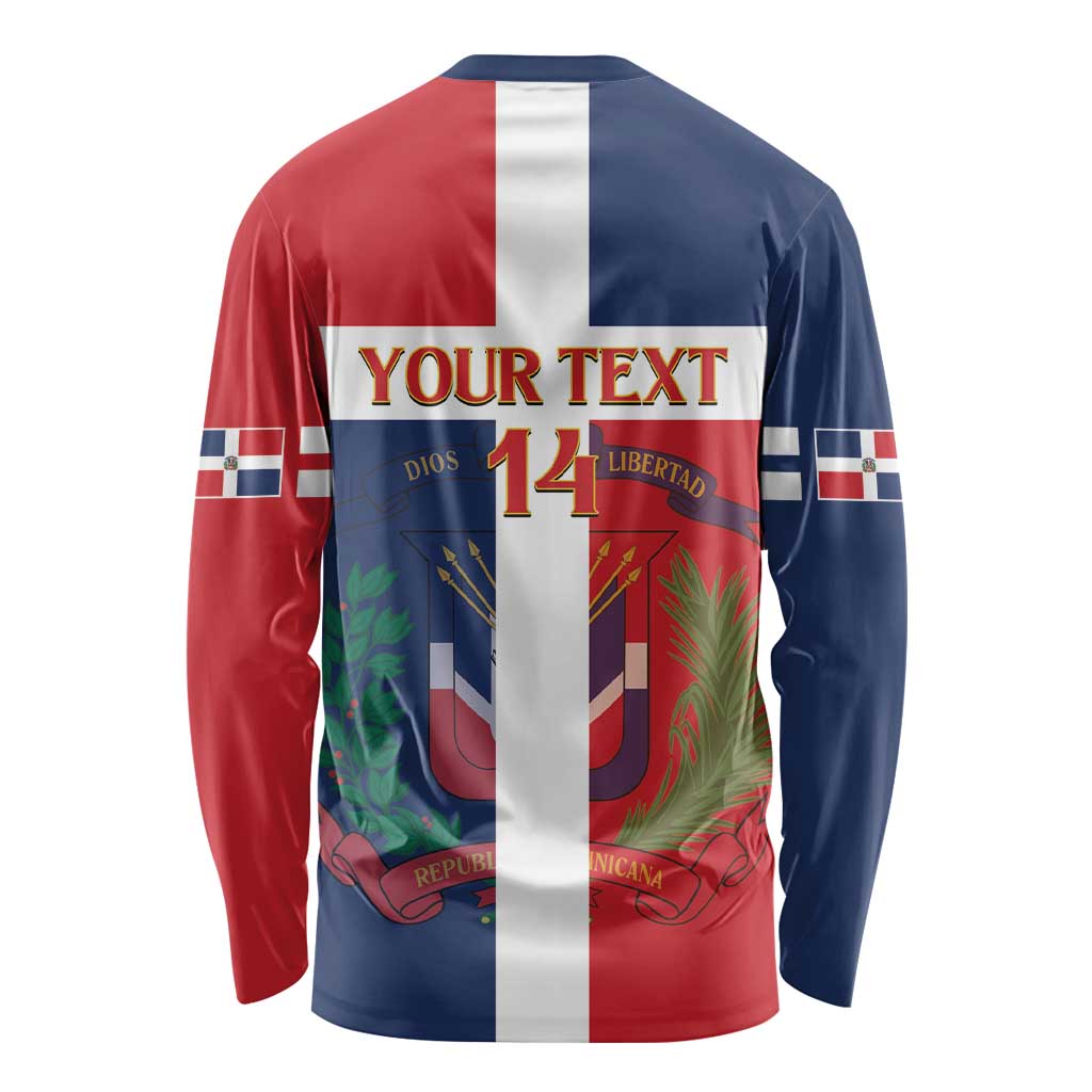 Custom Dominican Republic Football Long Sleeve Shirt Go Champions Flag Style