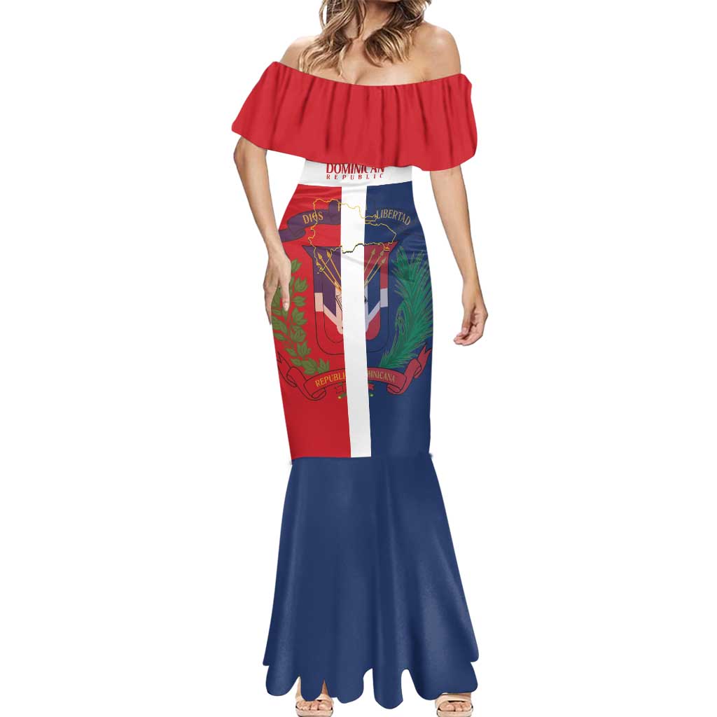 Custom Dominican Republic Football Mermaid Dress Go Champions Flag Style