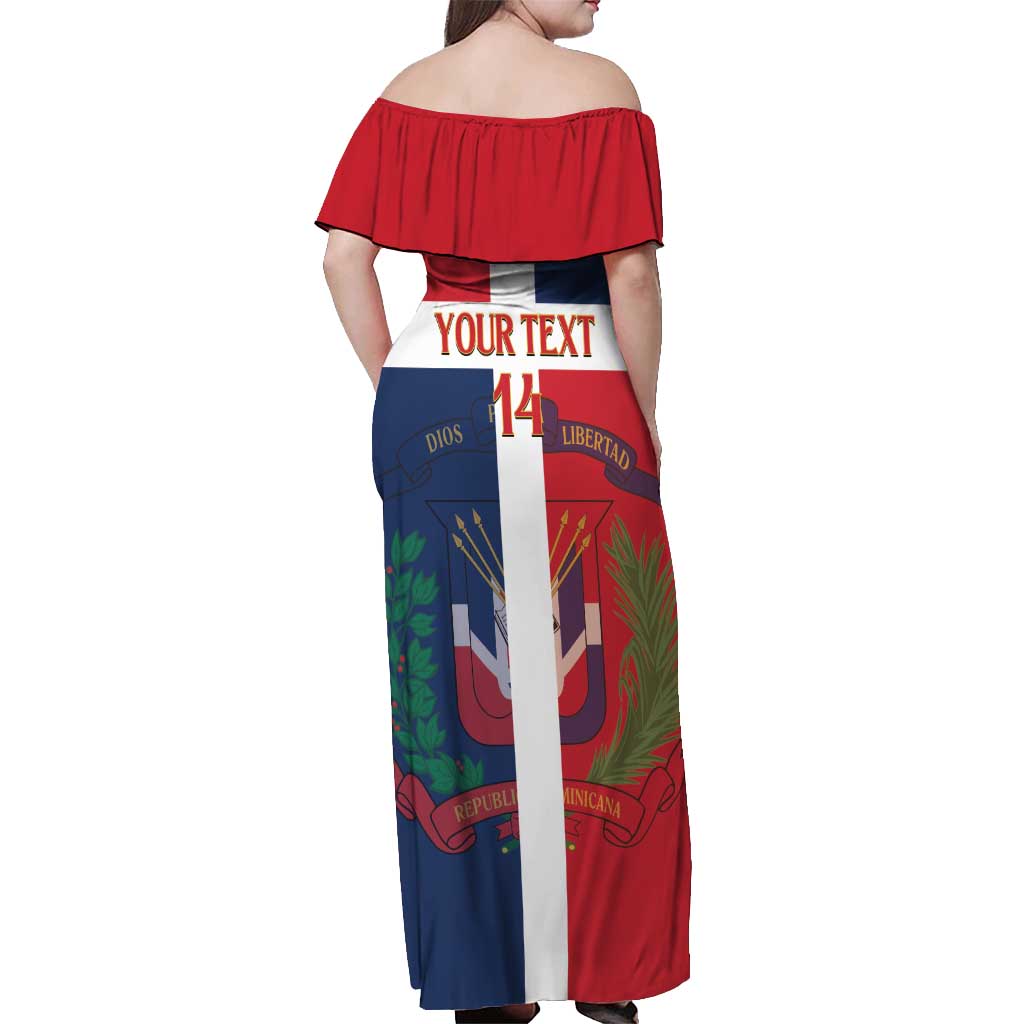 Custom Dominican Republic Football Off Shoulder Maxi Dress Go Champions Flag Style