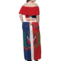 Custom Dominican Republic Football Off Shoulder Maxi Dress Go Champions Flag Style