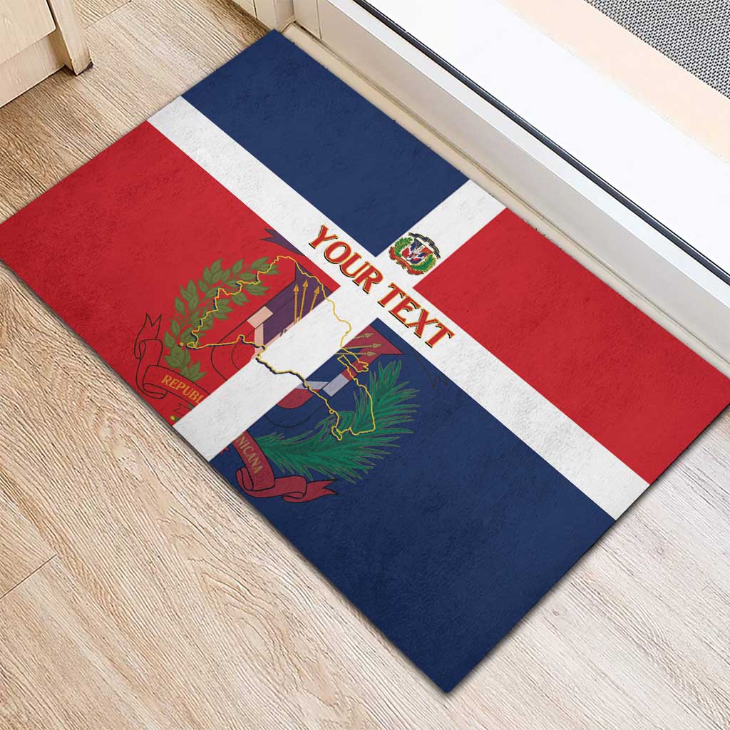 Custom Dominican Republic Football Rubber Doormat Go Champions Flag Style