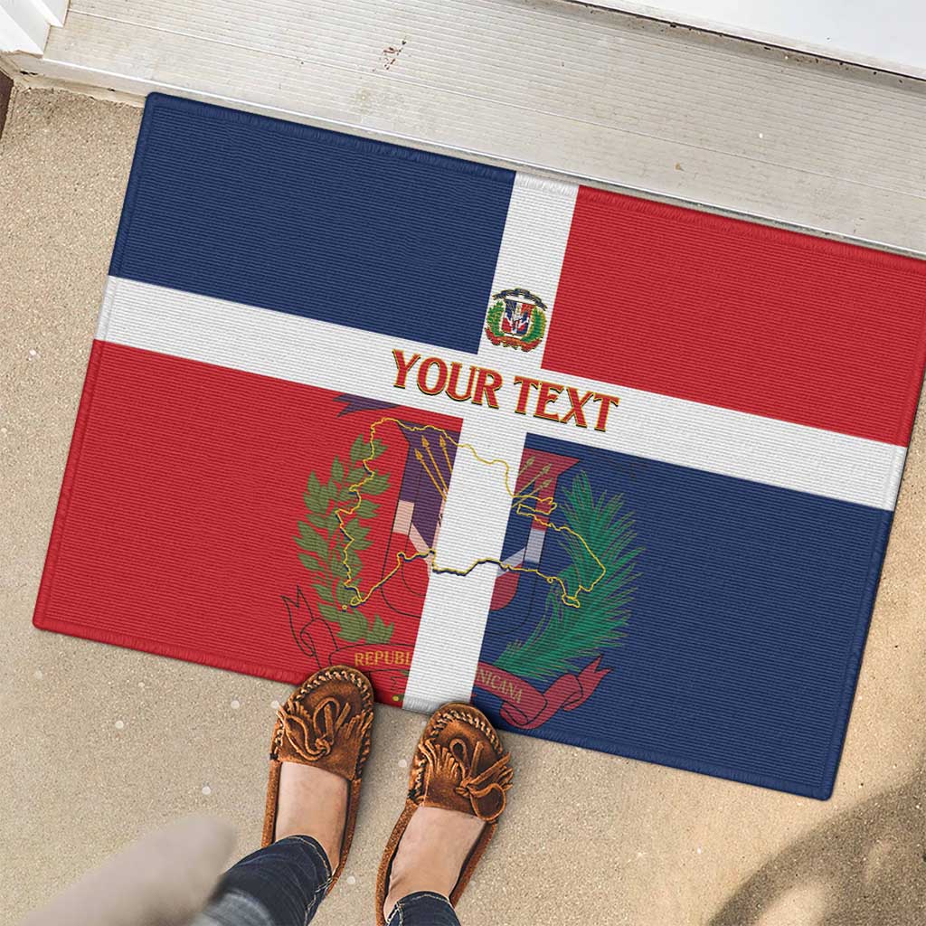 Custom Dominican Republic Football Rubber Doormat Go Champions Flag Style