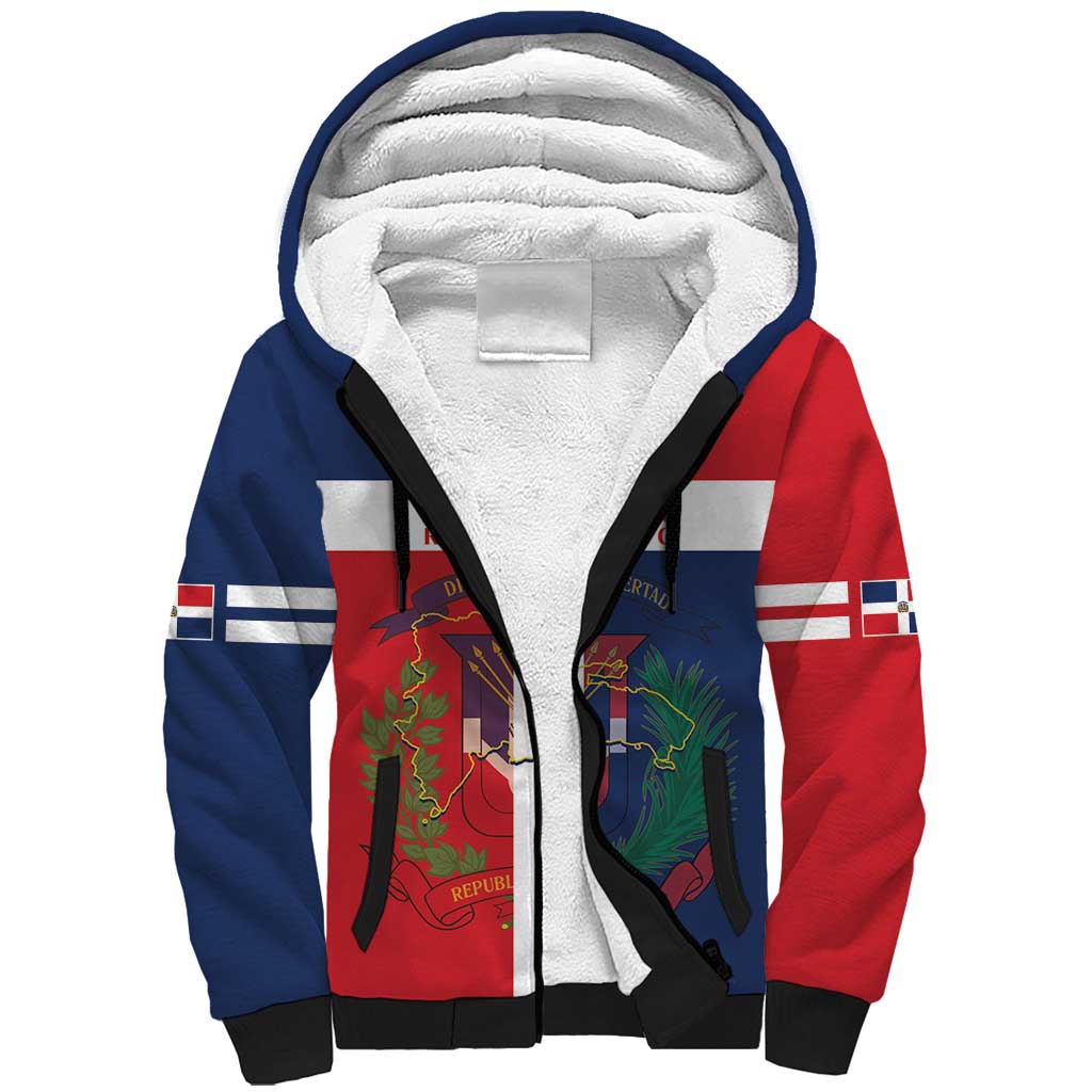 Custom Dominican Republic Football Sherpa Hoodie Go Champions Flag Style