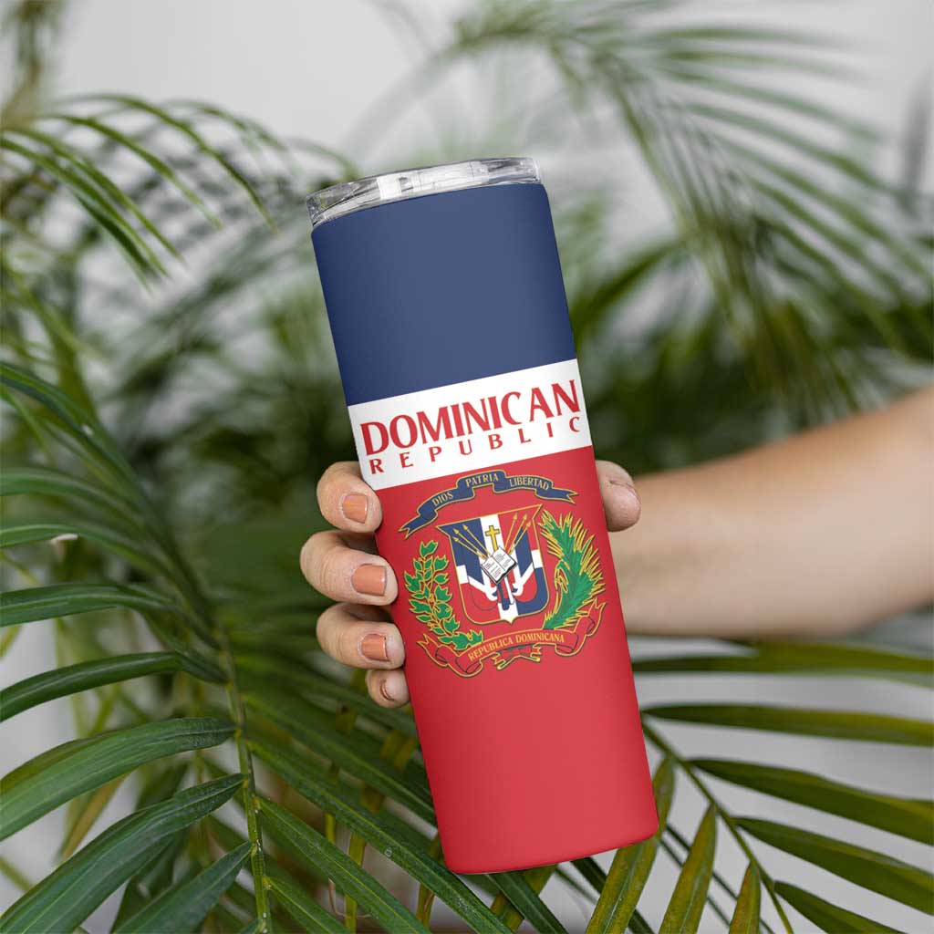 Custom Dominican Republic Football Skinny Tumbler Go Champions Flag Style