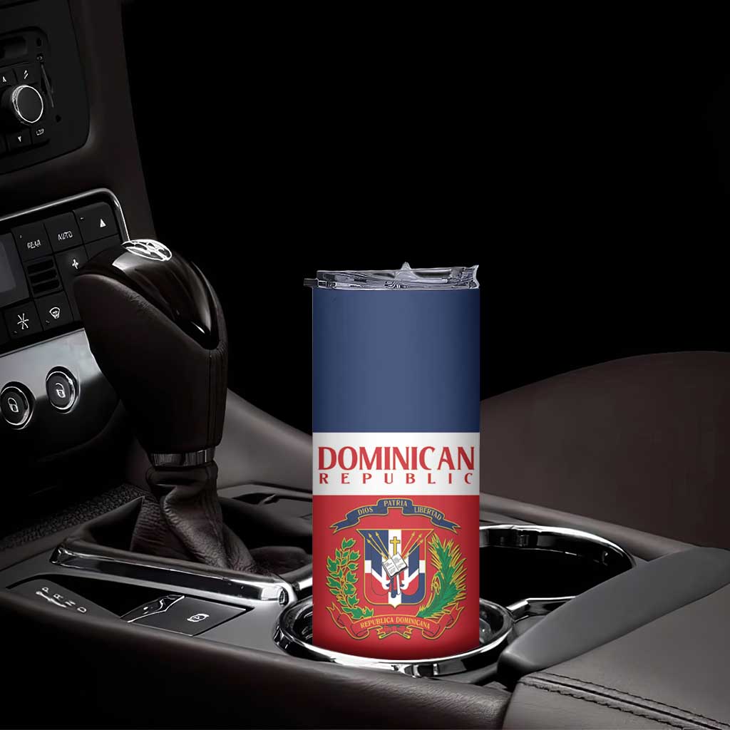 Custom Dominican Republic Football Skinny Tumbler Go Champions Flag Style