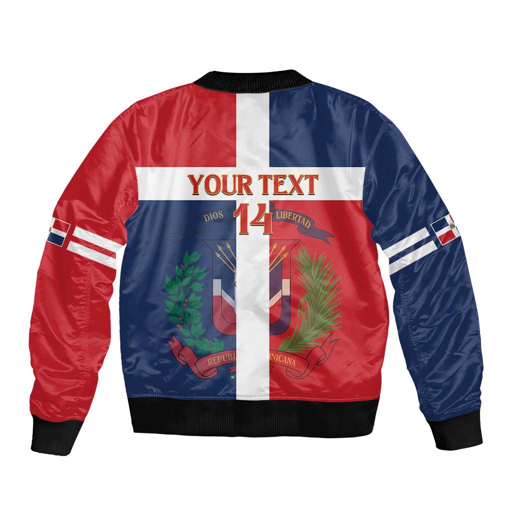 Custom Dominican Republic Football Sleeve Zip Bomber Jacket Go Champions Flag Style