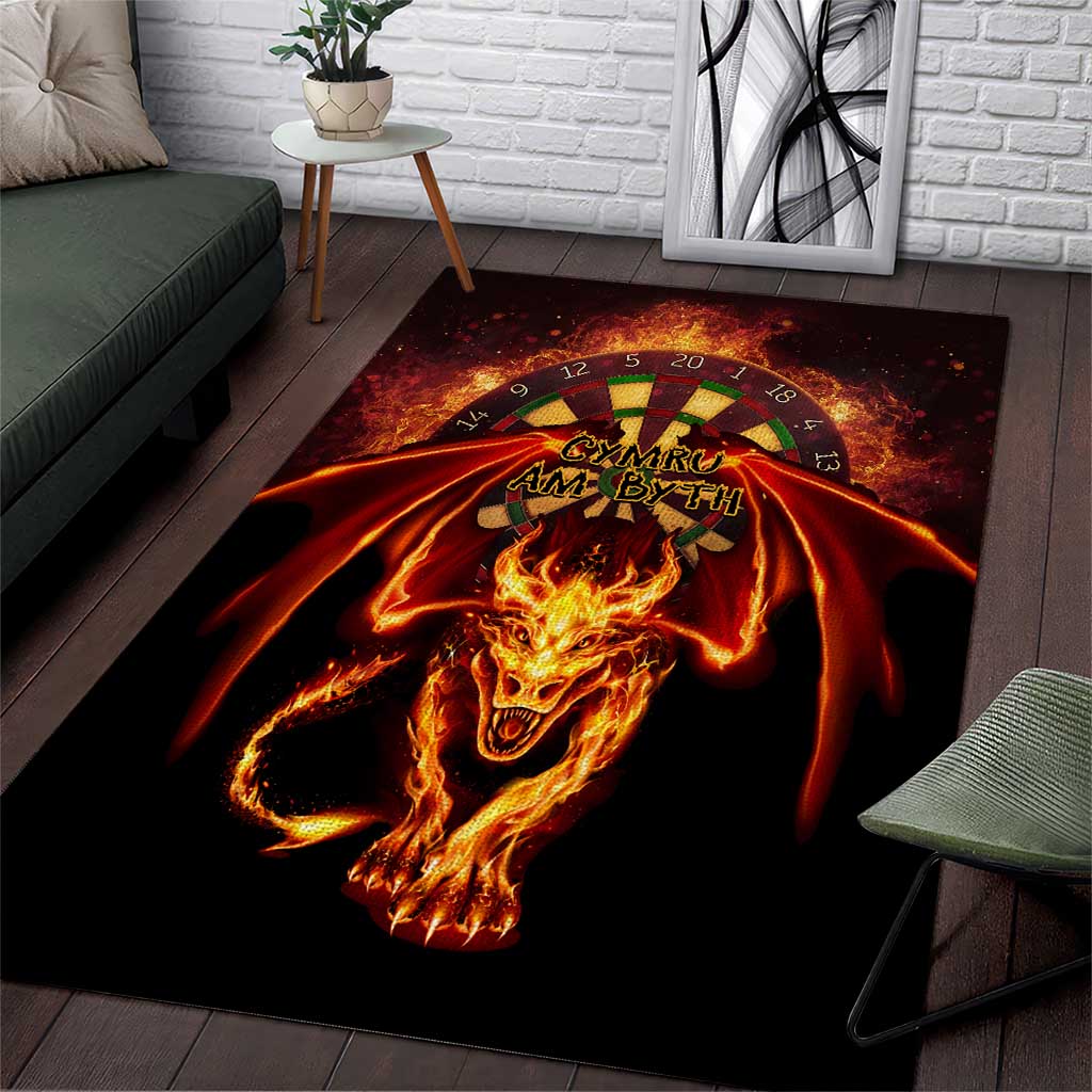 Cymru Am Byth Wales Darts Area Rug Go Welsh Flame Style