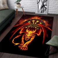Cymru Am Byth Wales Darts Area Rug Go Welsh Flame Style