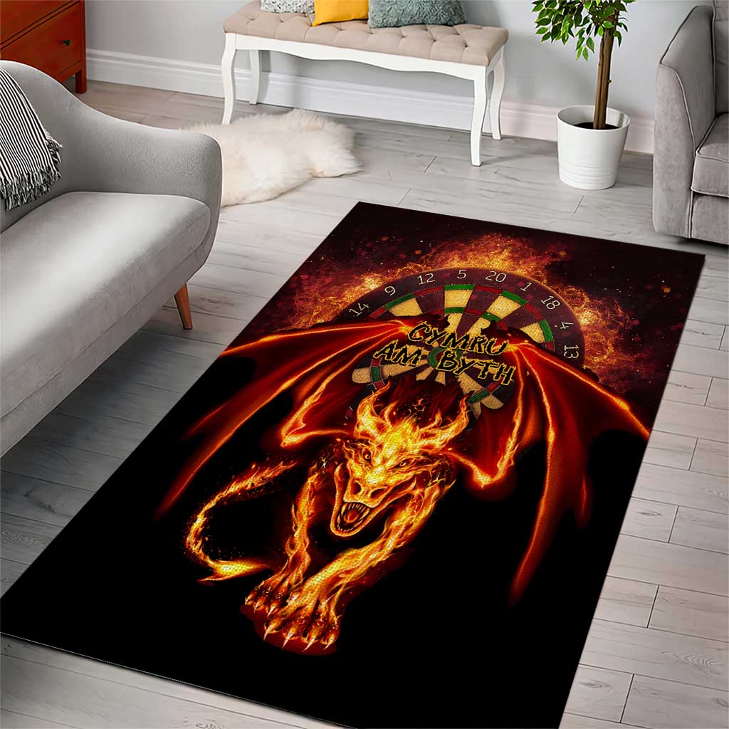 Cymru Am Byth Wales Darts Area Rug Go Welsh Flame Style