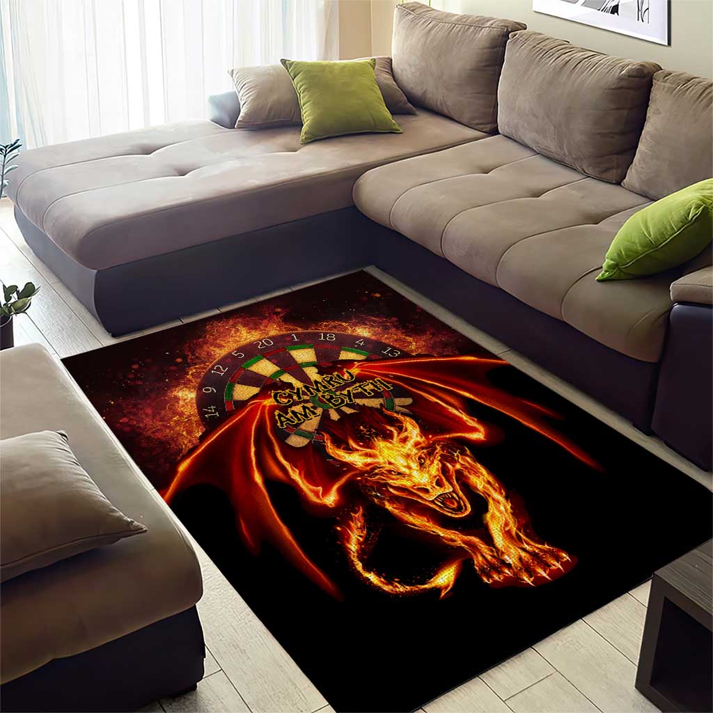 Cymru Am Byth Wales Darts Area Rug Go Welsh Flame Style