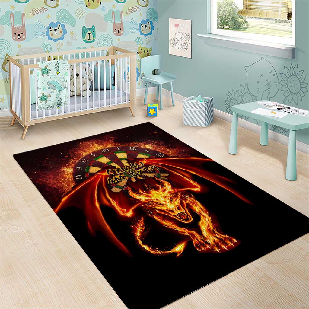 Cymru Am Byth Wales Darts Area Rug Go Welsh Flame Style