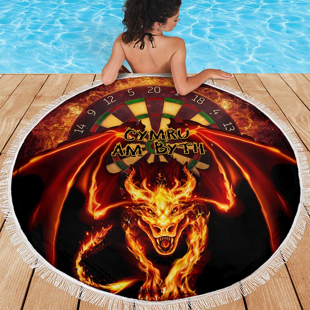 Cymru Am Byth Wales Darts Beach Blanket Go Welsh Flame Style
