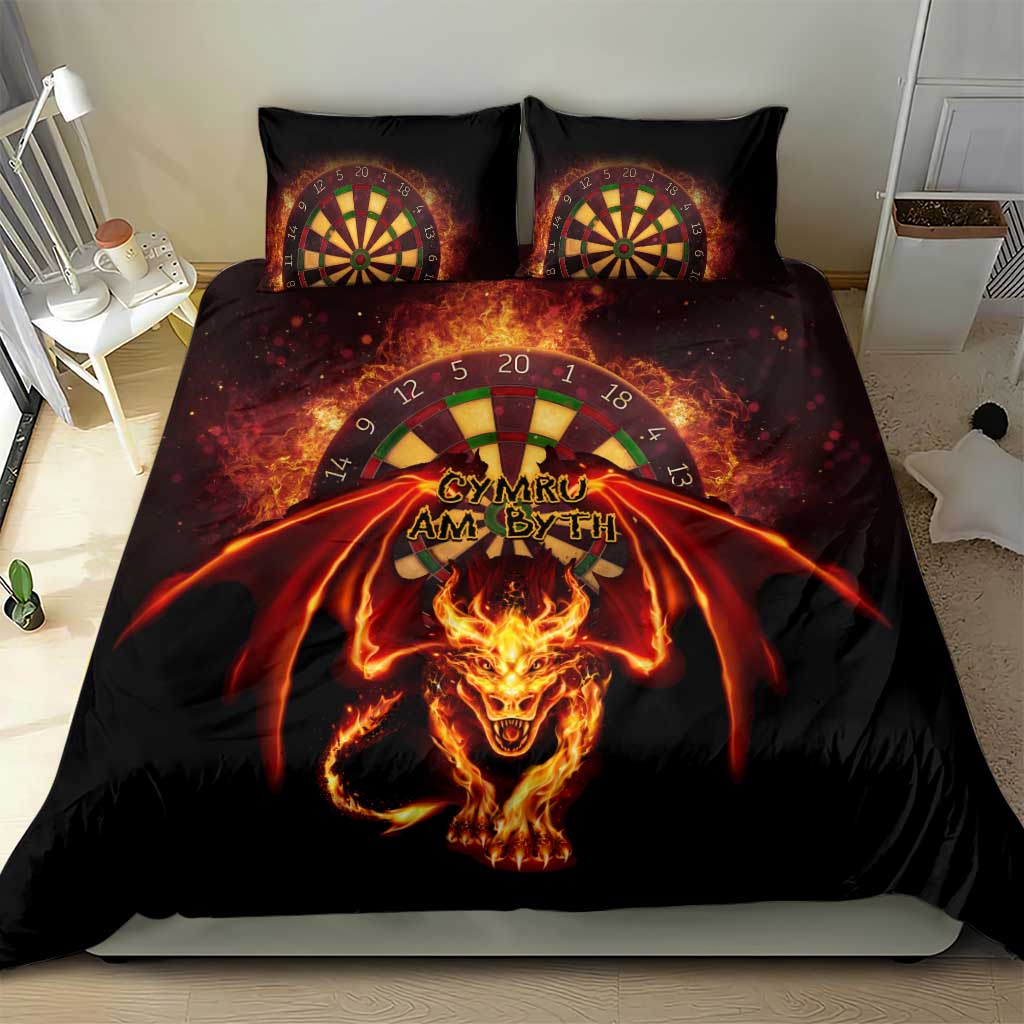 Cymru Am Byth Wales Darts Bedding Set Go Welsh Flame Style
