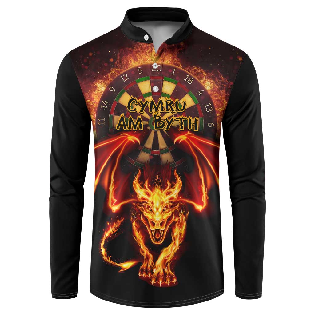 Cymru Am Byth Wales Darts Button Sweatshirt Go Welsh Flame Style