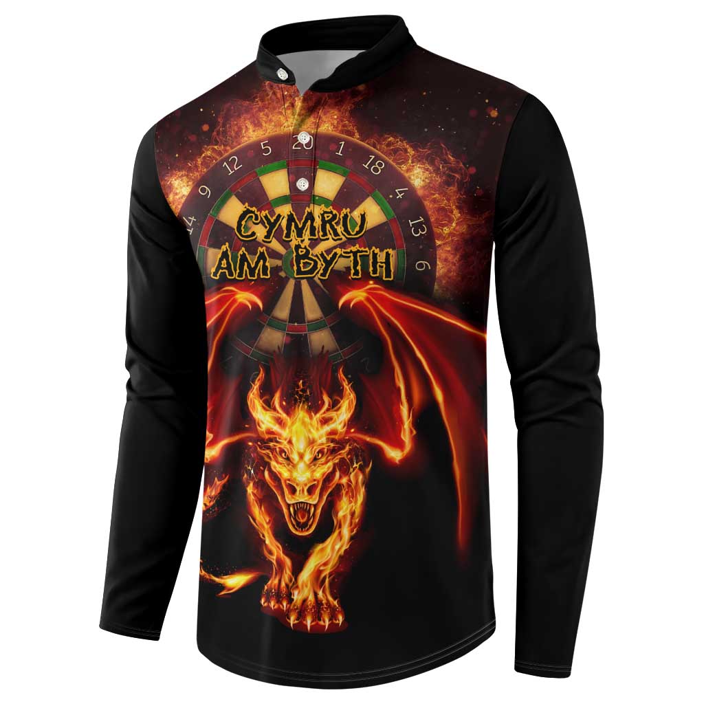 Cymru Am Byth Wales Darts Button Sweatshirt Go Welsh Flame Style