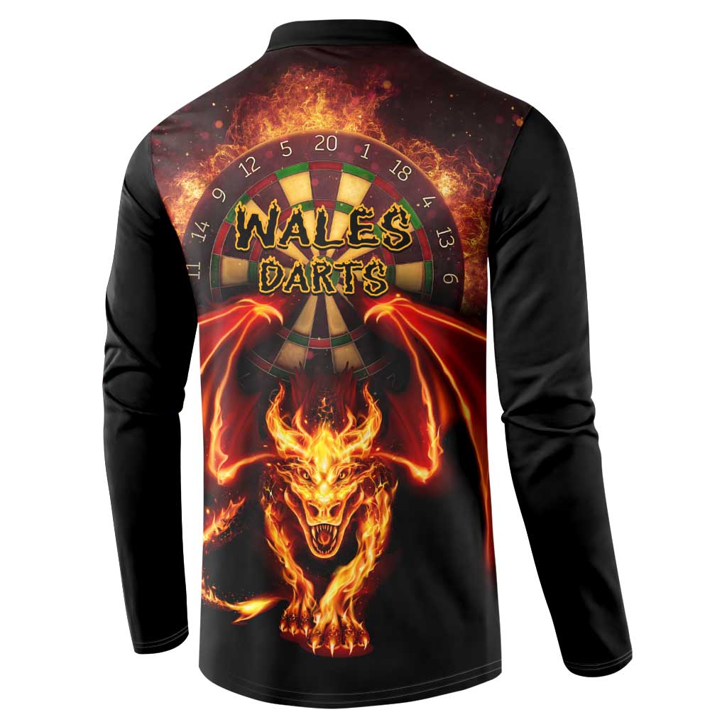 Cymru Am Byth Wales Darts Button Sweatshirt Go Welsh Flame Style
