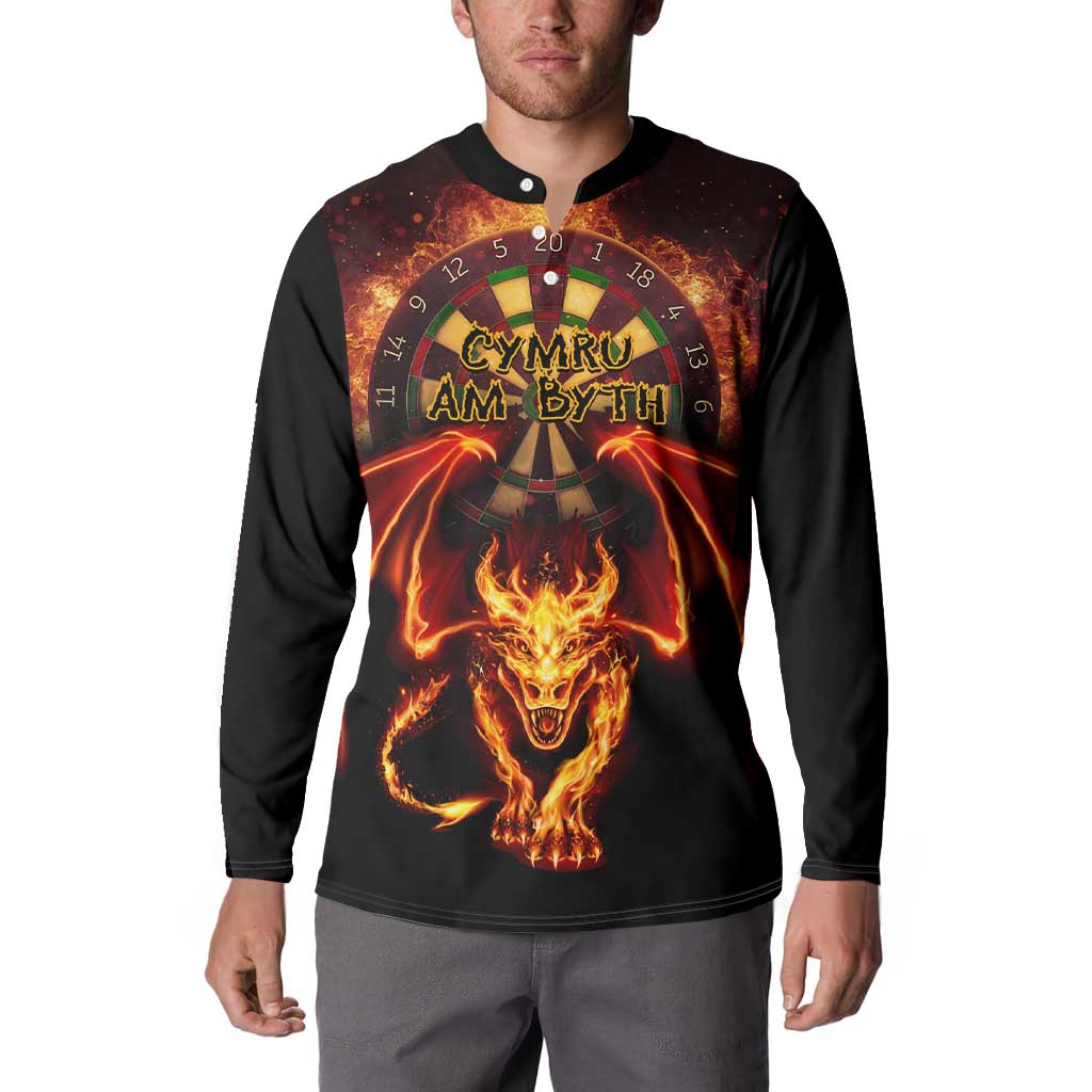 Cymru Am Byth Wales Darts Button Sweatshirt Go Welsh Flame Style