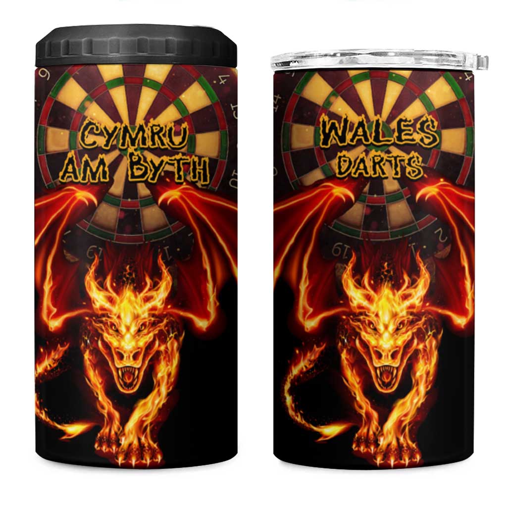 Cymru Am Byth Wales Darts 4 in 1 Can Cooler Tumbler Go Welsh Flame Style