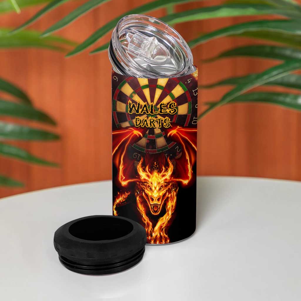 Cymru Am Byth Wales Darts 4 in 1 Can Cooler Tumbler Go Welsh Flame Style