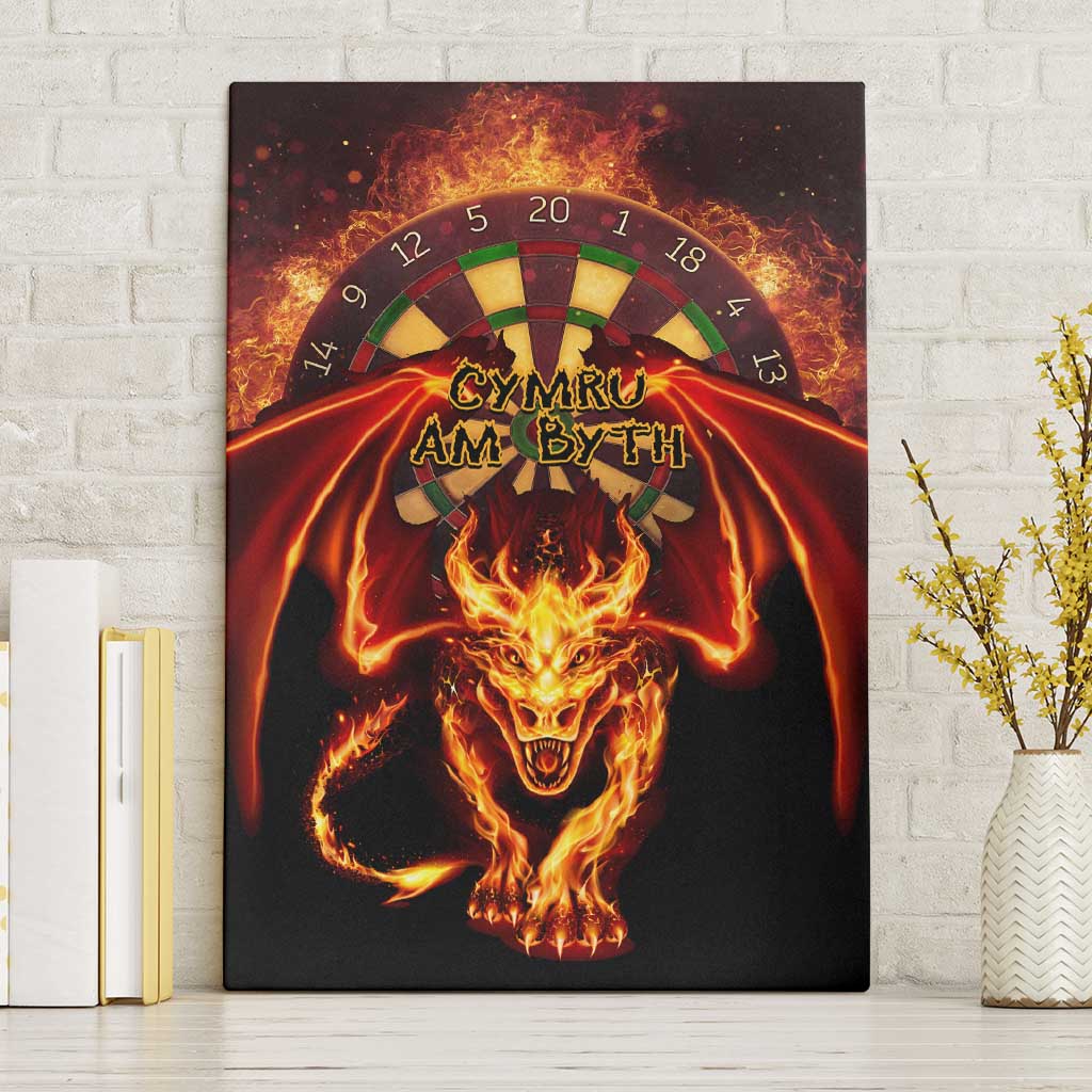 Cymru Am Byth Wales Darts Canvas Wall Art Go Welsh Flame Style