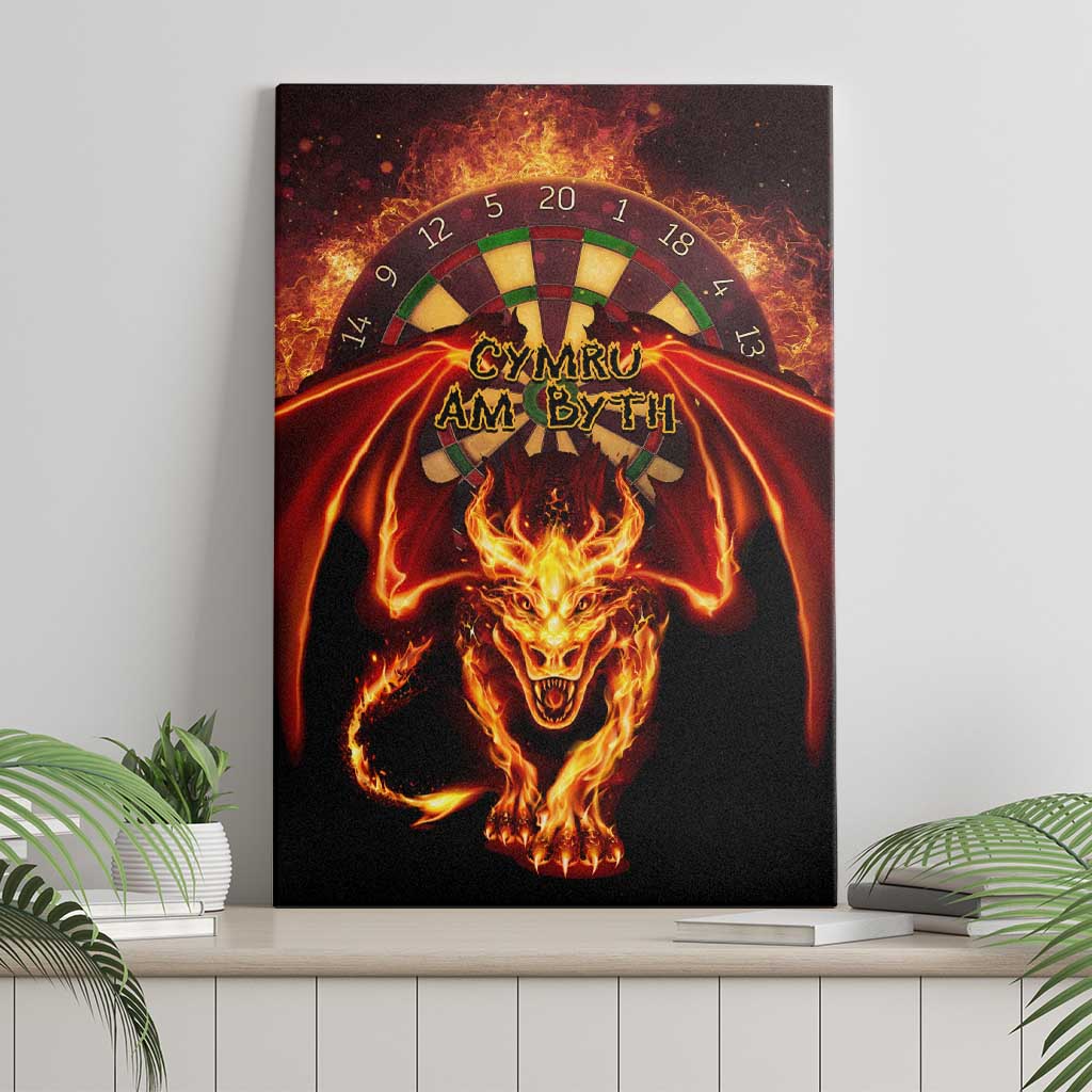 Cymru Am Byth Wales Darts Canvas Wall Art Go Welsh Flame Style