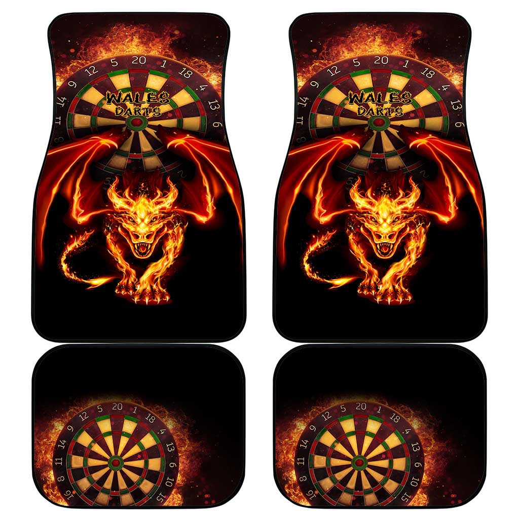 Cymru Am Byth Wales Darts Car Mats Go Welsh Flame Style