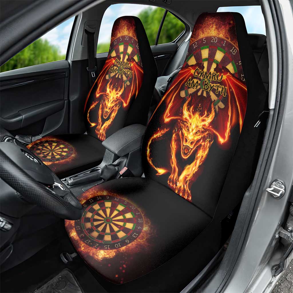 Cymru Am Byth Wales Darts Car Seat Cover Go Welsh Flame Style