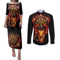 Cymru Am Byth Wales Darts Couples Matching Puletasi and Long Sleeve Button Shirt Go Welsh Flame Style