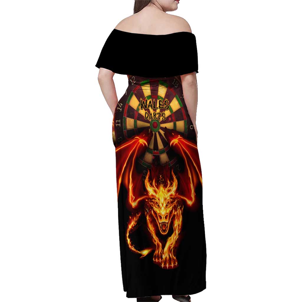 Cymru Am Byth Wales Darts Family Matching Off Shoulder Maxi Dress and Hawaiian Shirt Go Welsh Flame Style