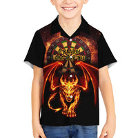 Cymru Am Byth Wales Darts Family Matching Off Shoulder Maxi Dress and Hawaiian Shirt Go Welsh Flame Style