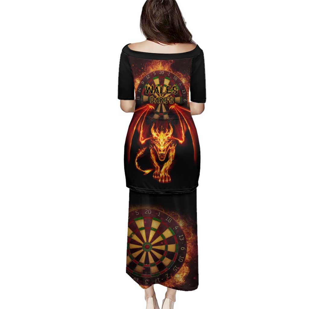 Cymru Am Byth Wales Darts Family Matching Puletasi and Hawaiian Shirt Go Welsh Flame Style