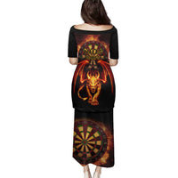 Cymru Am Byth Wales Darts Family Matching Puletasi and Hawaiian Shirt Go Welsh Flame Style