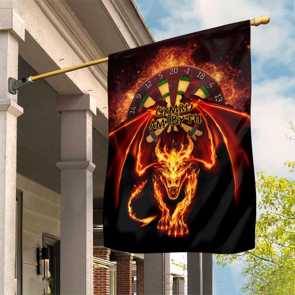 Cymru Am Byth Wales Darts Garden Flag Go Welsh Flame Style
