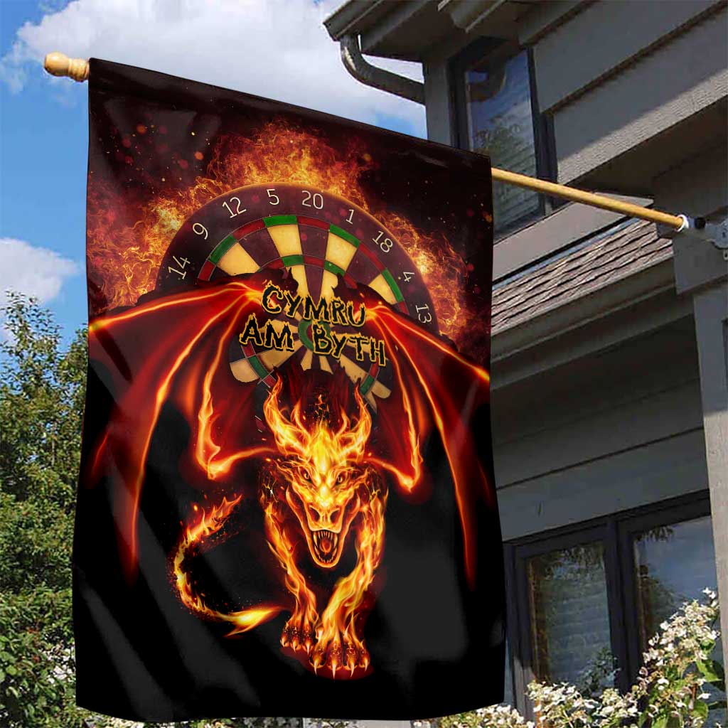 Cymru Am Byth Wales Darts Garden Flag Go Welsh Flame Style
