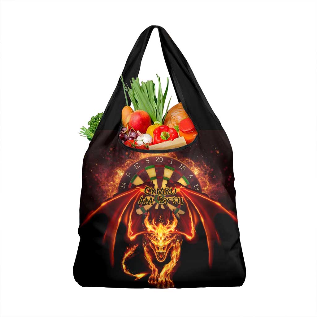 Cymru Am Byth Wales Darts Grocery Bag Go Welsh Flame Style