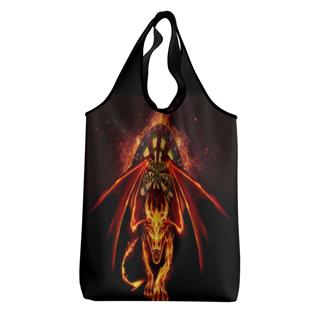 Cymru Am Byth Wales Darts Grocery Bag Go Welsh Flame Style