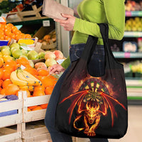 Cymru Am Byth Wales Darts Grocery Bag Go Welsh Flame Style