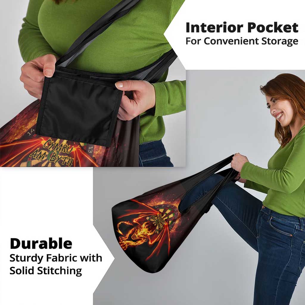 Cymru Am Byth Wales Darts Grocery Bag Go Welsh Flame Style