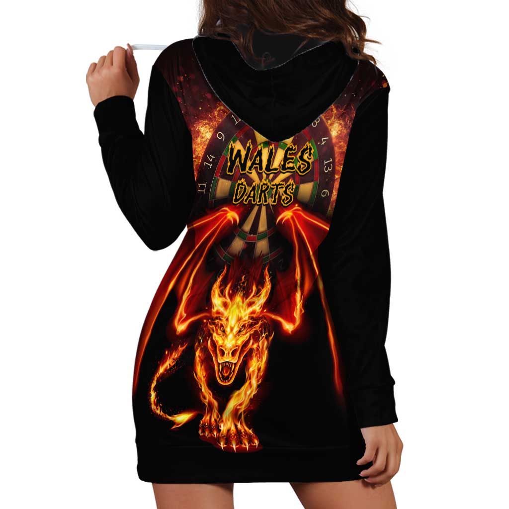 Cymru Am Byth Wales Darts Hoodie Dress Go Welsh Flame Style
