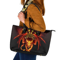 Cymru Am Byth Wales Darts Leather Tote Bag Go Welsh Flame Style