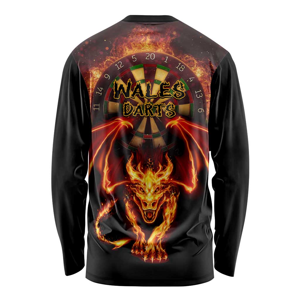 Cymru Am Byth Wales Darts Long Sleeve Shirt Go Welsh Flame Style
