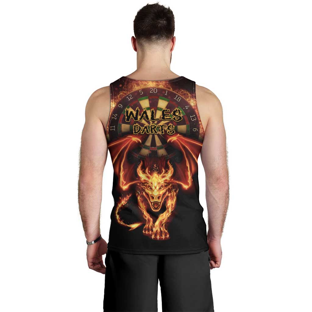 Cymru Am Byth Wales Darts Men Tank Top Go Welsh Flame Style