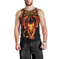 Cymru Am Byth Wales Darts Men Tank Top Go Welsh Flame Style