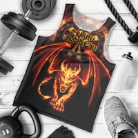 Cymru Am Byth Wales Darts Men Tank Top Go Welsh Flame Style