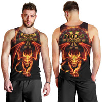Cymru Am Byth Wales Darts Men Tank Top Go Welsh Flame Style