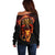 Cymru Am Byth Wales Darts Off Shoulder Sweater Go Welsh Flame Style