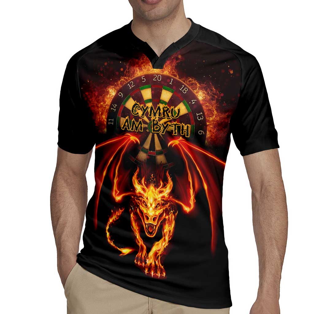 Cymru Am Byth Wales Darts Rugby Jersey Go Welsh Flame Style