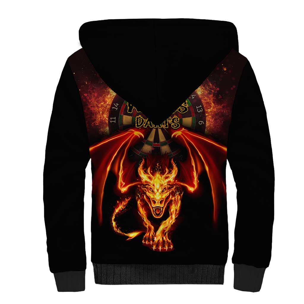 Cymru Am Byth Wales Darts Sherpa Hoodie Go Welsh Flame Style