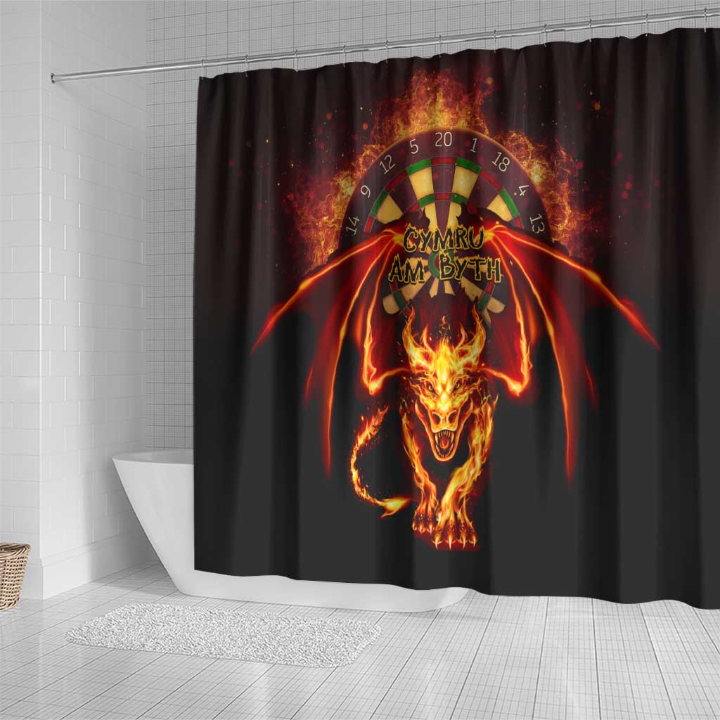 Cymru Am Byth Wales Darts Shower Curtain Go Welsh Flame Style